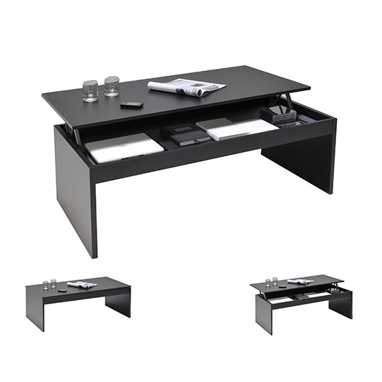 Weber Industries Table Basse Plateau Relevable DARWIN 120x60cm / Noir