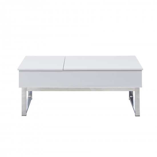 Weber Industries Table Basse Plateau Relevable FLOWER 110x55cm /Blanc Et Métal Chromé
