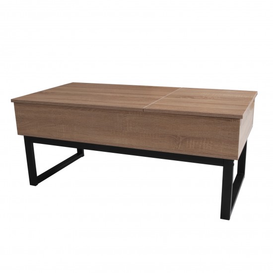 Weber Industries Table Basse Plateau Relevable FLOWER 110x55cm / Décor Chêne Blanchi Et Métal Noir