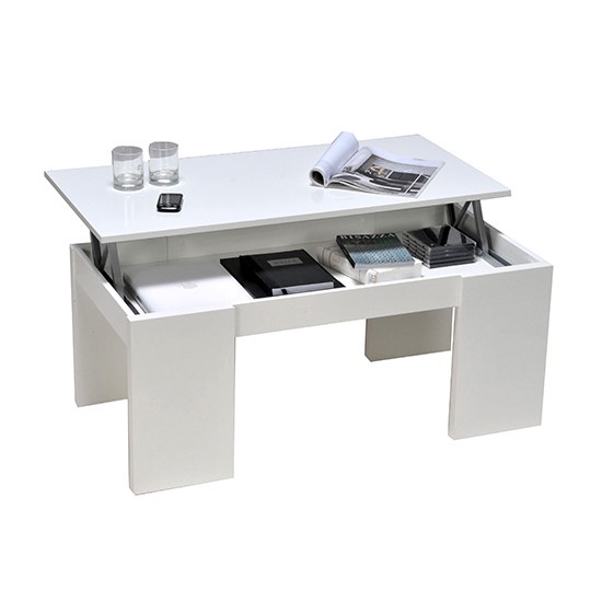 Weber Industries Table Basse Plateau Relevable NEWTON 100x50cm / Blanc
