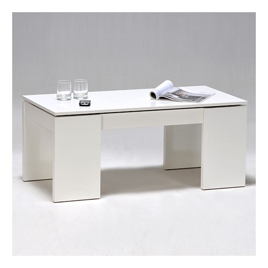 Weber Industries Table Basse Plateau Relevable NEWTON 100x50cm / Blanc