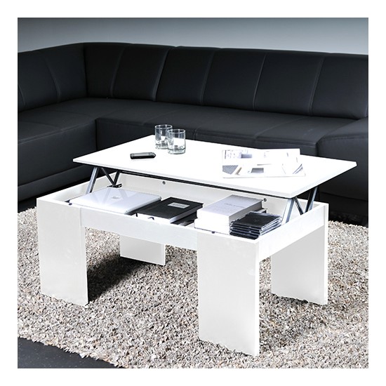 weber industries Table basse plateau relevable NEWTON 100x50cm / Blanc