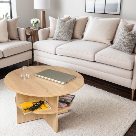 weber industries TABLE BASSE RONDE RONDO DIAM. 80 / DECOR CHENE BLANCHI