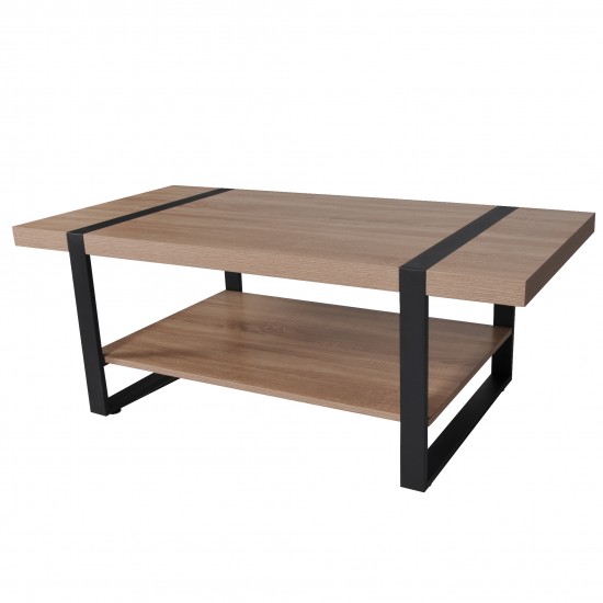 Weber Industries Table Basse SINTRA 120x60cm / Décor Chêne Blanchi Et Métal Noir