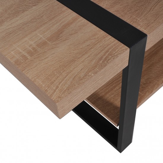 Weber Industries Table Basse SINTRA 120x60cm / Décor Chêne Blanchi Et Métal Noir
