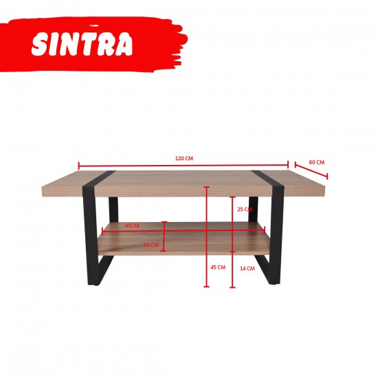 Weber Industries Table Basse SINTRA 120x60cm / Décor Chêne Blanchi Et Métal Noir