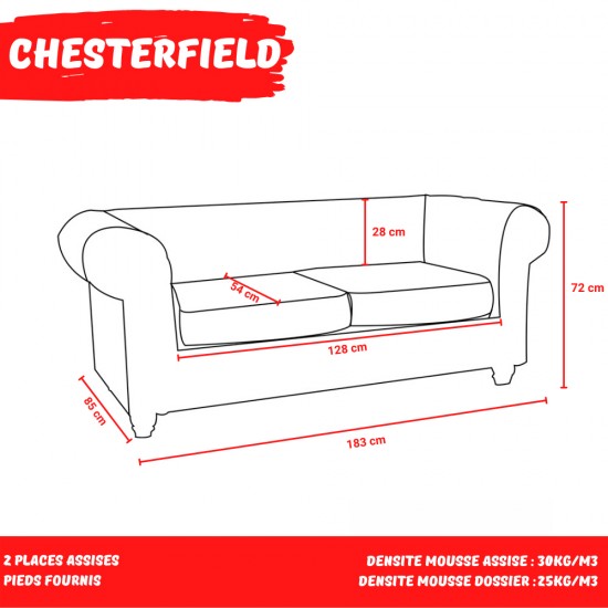 Weber Industries Canapé CHESTERFIELD 2 Places / Noir