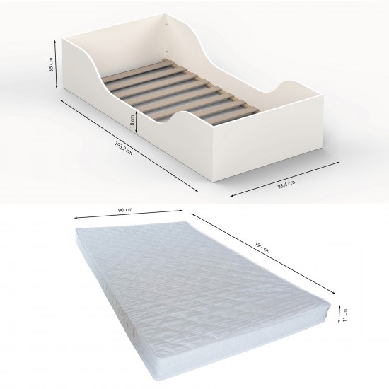 Weber Industries Lit NOE 90x190 + Matelas / Blanc