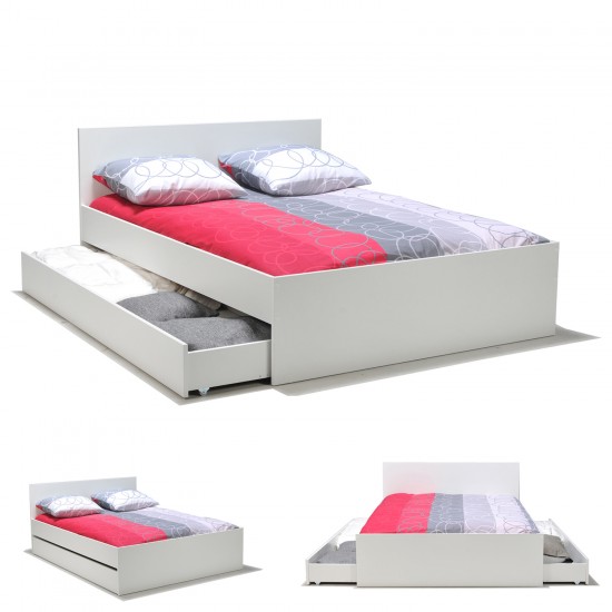 Weber Industries Lit OSLO 160x200 + 2 Tiroirs / Blanc