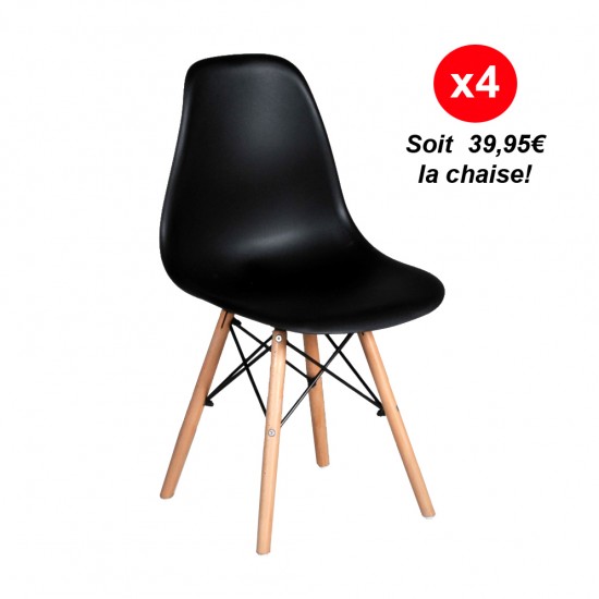 weber industries Lot de 4 chaises HAVANA / Noir