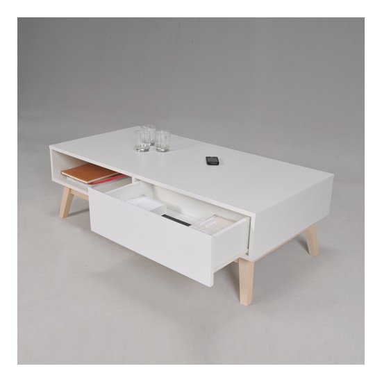 Weber Industries Table Basse HOME 1 Tiroir / Blanc