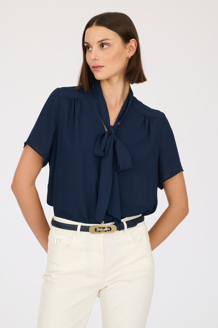 weill Blouse lavallière à manches courtes