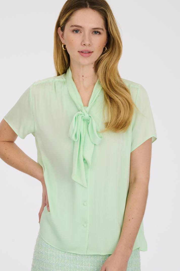 Weill Blouse Lavallière à Manches Courtes