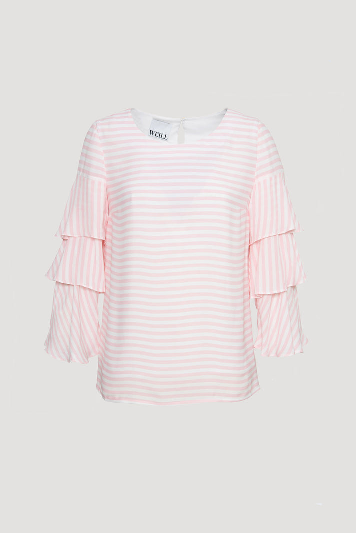 Weill Blouse Rayée à Manches Volantées