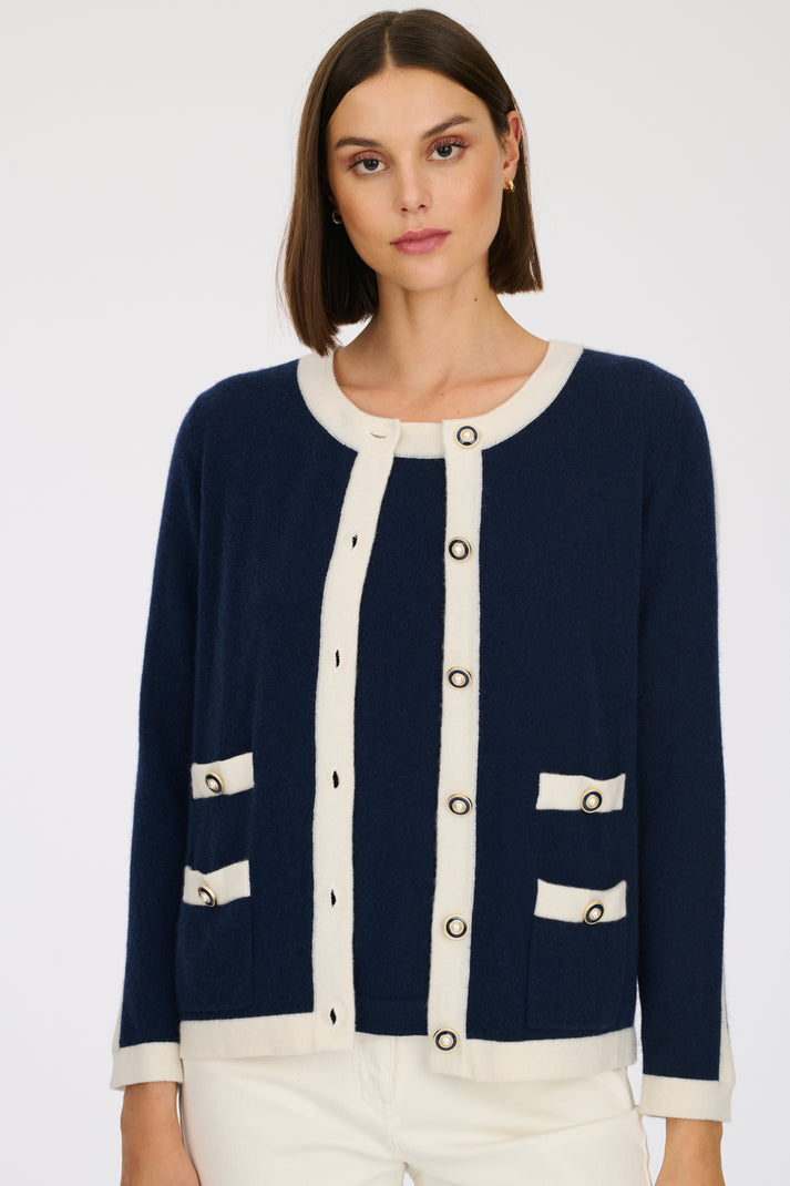 weill Cardigan bi-colore en cachemire