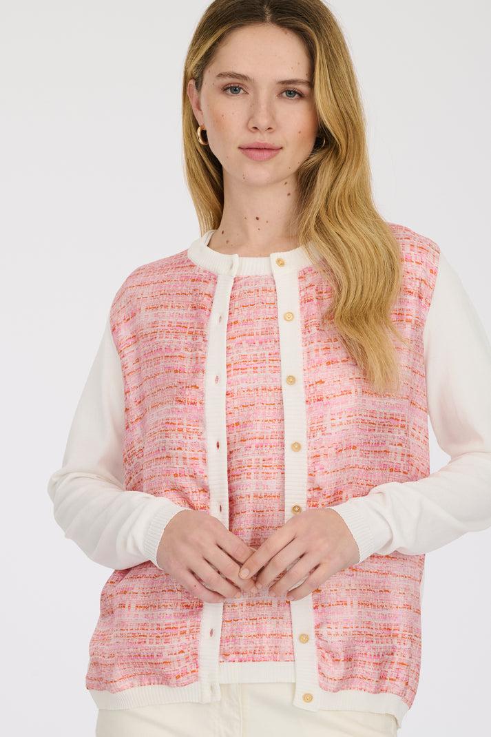 weill Cardigan fantaisie bi-matière en soie