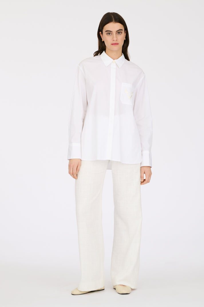 Weill Chemise Brodée En Popeline Blanche