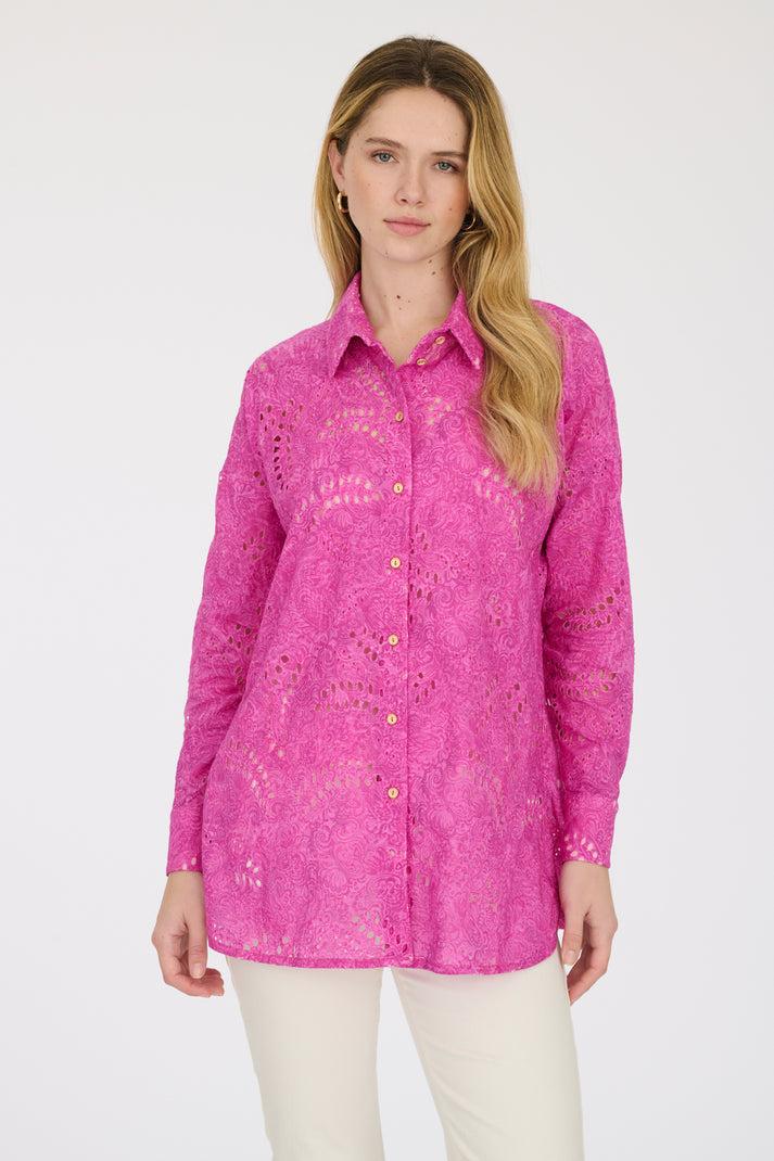 Weill Chemise En Broderie Anglaise Imprimée