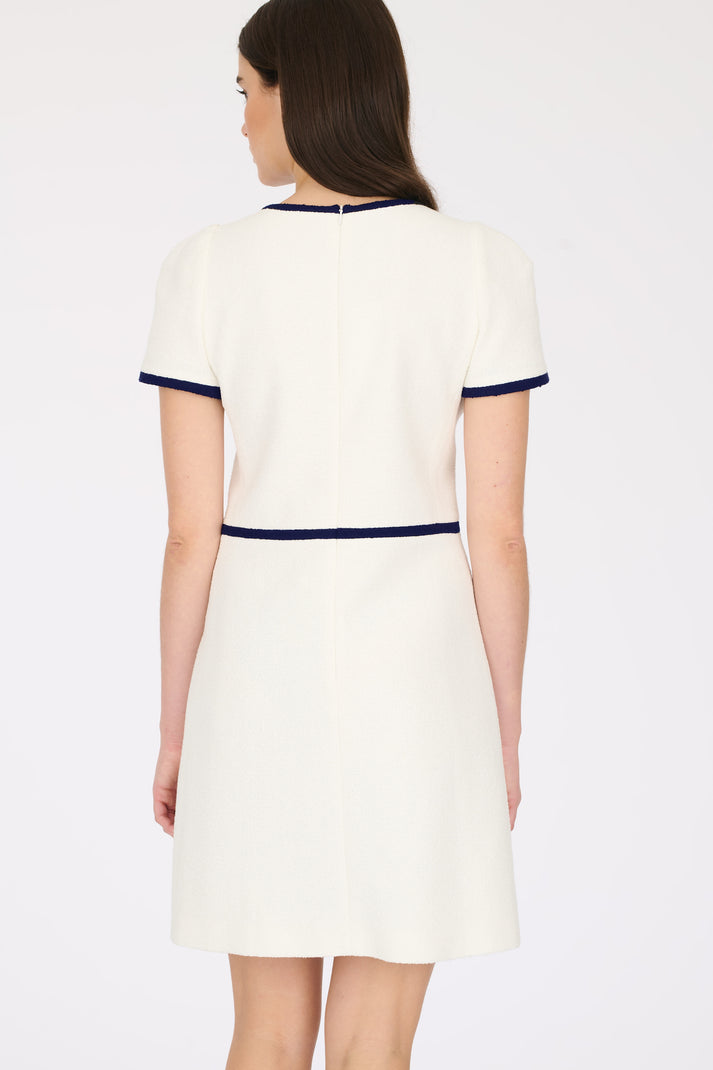 Weill Robe Bi-colore En Tissu Bouclé Marine/écru