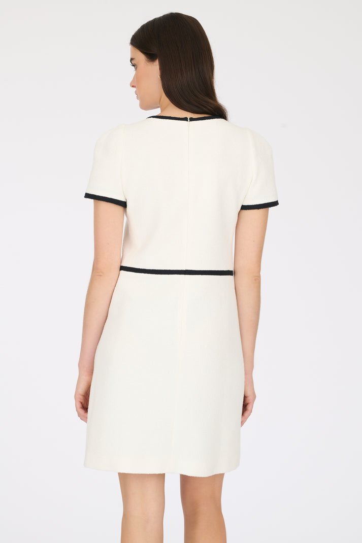 Weill Robe Bi-colore En Tissu Bouclé Noire/écru
