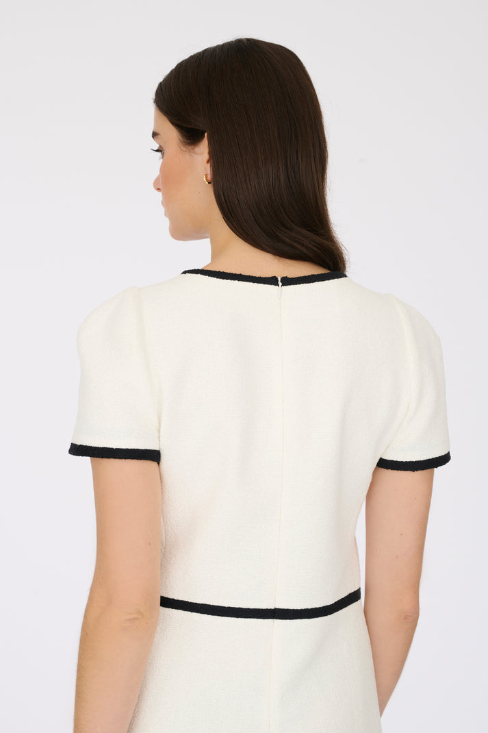 Weill Robe Bi-colore En Tissu Bouclé Noire/écru