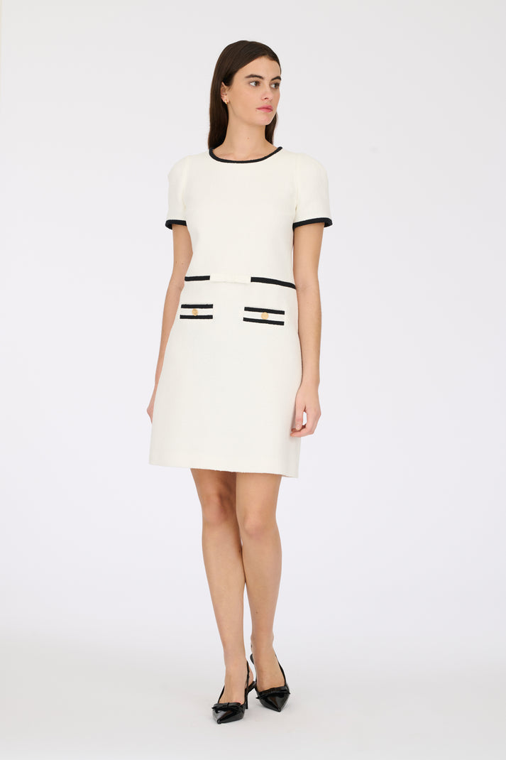 weill Robe bi-colore en tissu bouclé noire/écru