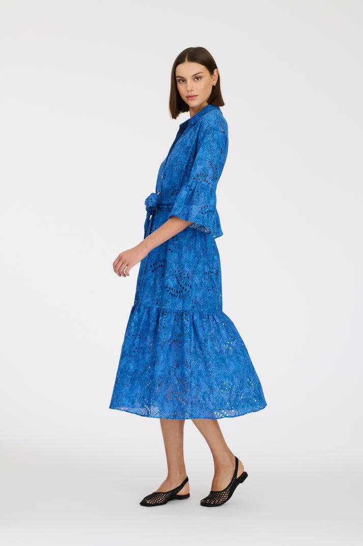 Weill Robe Chemise En Broderie Anglaise Imprimée
