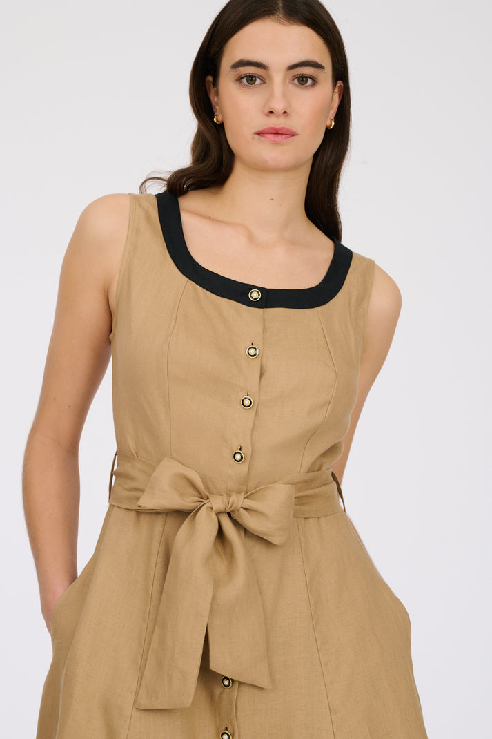 Weill Robe En Lin Bicolore