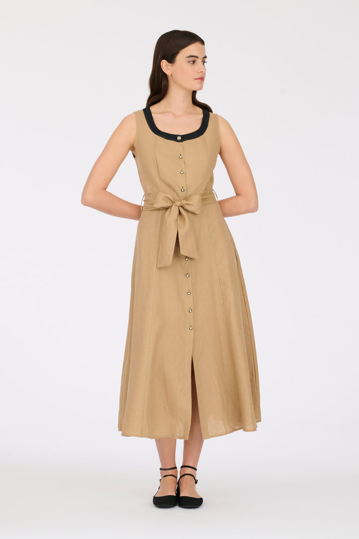 Weill Robe En Lin Bicolore
