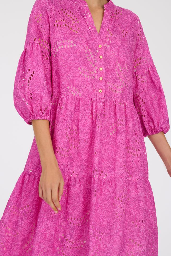 Weill Robe Longue Broderie Anglaise Imprimée