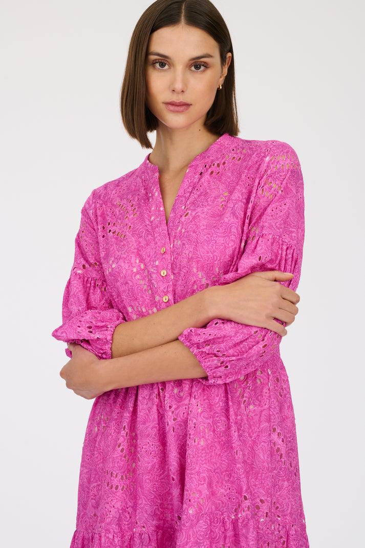 Weill Robe Longue Broderie Anglaise Imprimée