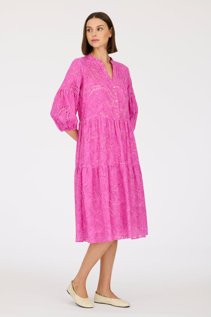 Weill Robe Longue Broderie Anglaise Imprimée