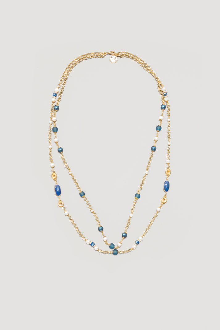 Weill Sautoir Double à Perles Bleues
