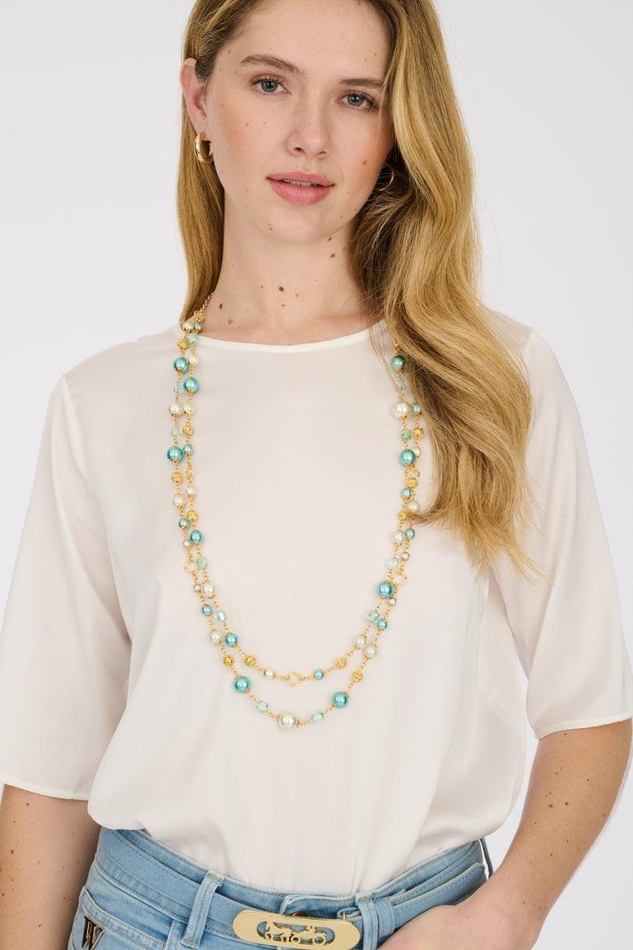 weill Sautoir double à perles et pierres