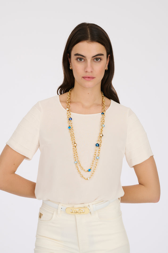 weill Sautoir double en chaîne et perles