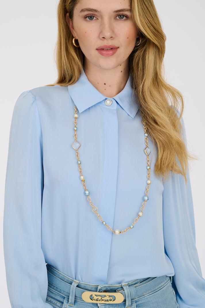 weill Sautoir en perles et chaînes brillantes