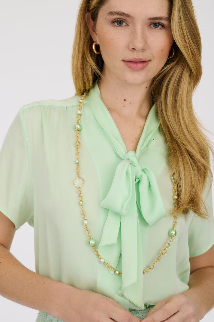 weill Sautoir en perles et chaînes brillantes