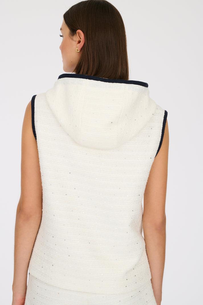 Weill Sweat-shirt En Tweed A Capuche Sans Manche