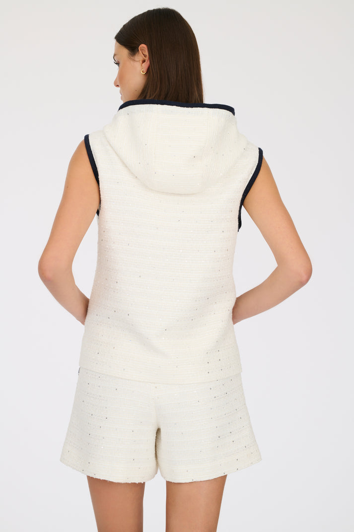 Weill Sweat-shirt En Tweed A Capuche Sans Manche