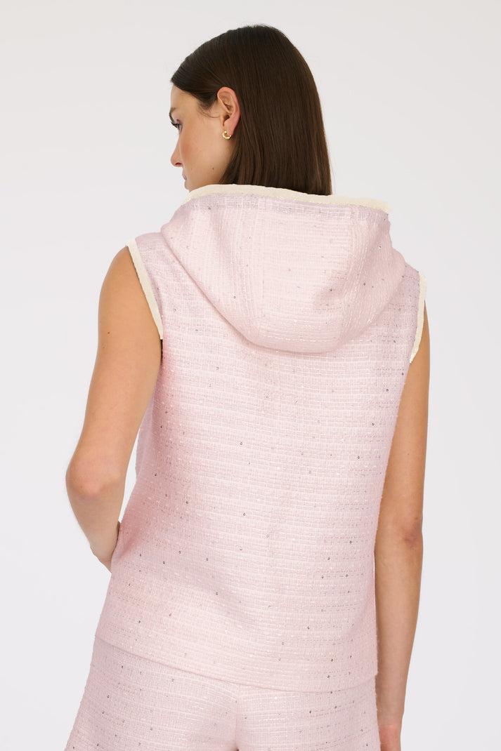 Weill Sweat-shirt En Tweed A Capuche Sans Manche