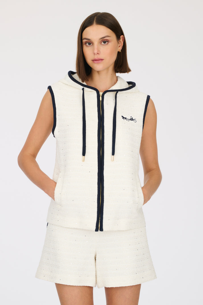 weill Sweat-shirt en tweed a capuche sans manche