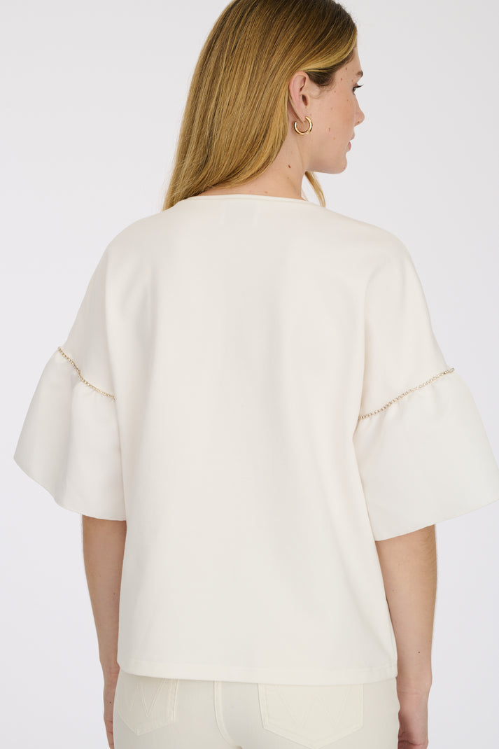 Weill T-shirt à Bijoux Perles à Manches Volantées
