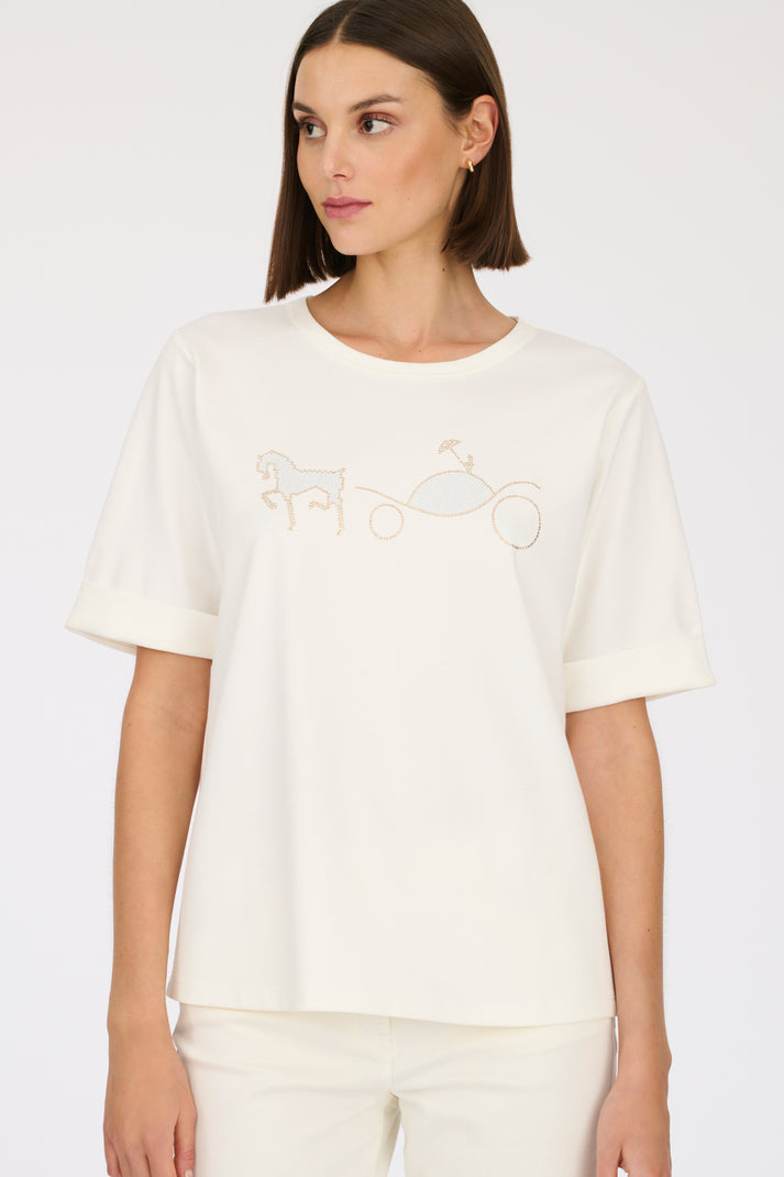 weill T-shirt logo strass et stud