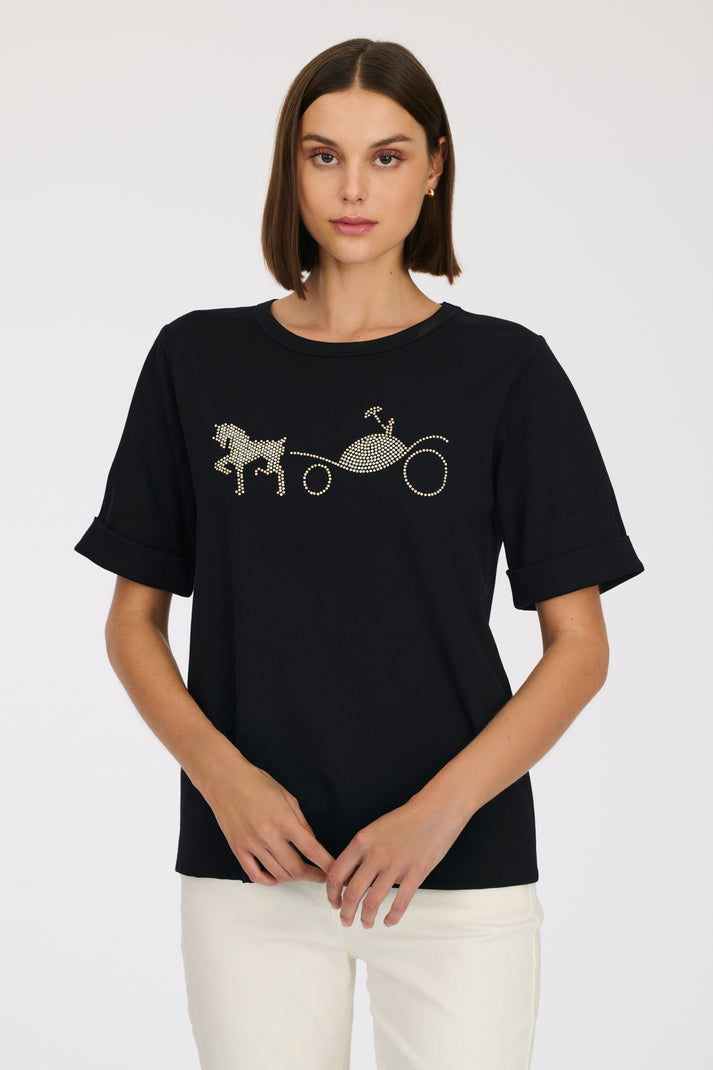 weill T-shirt logo strass et stud