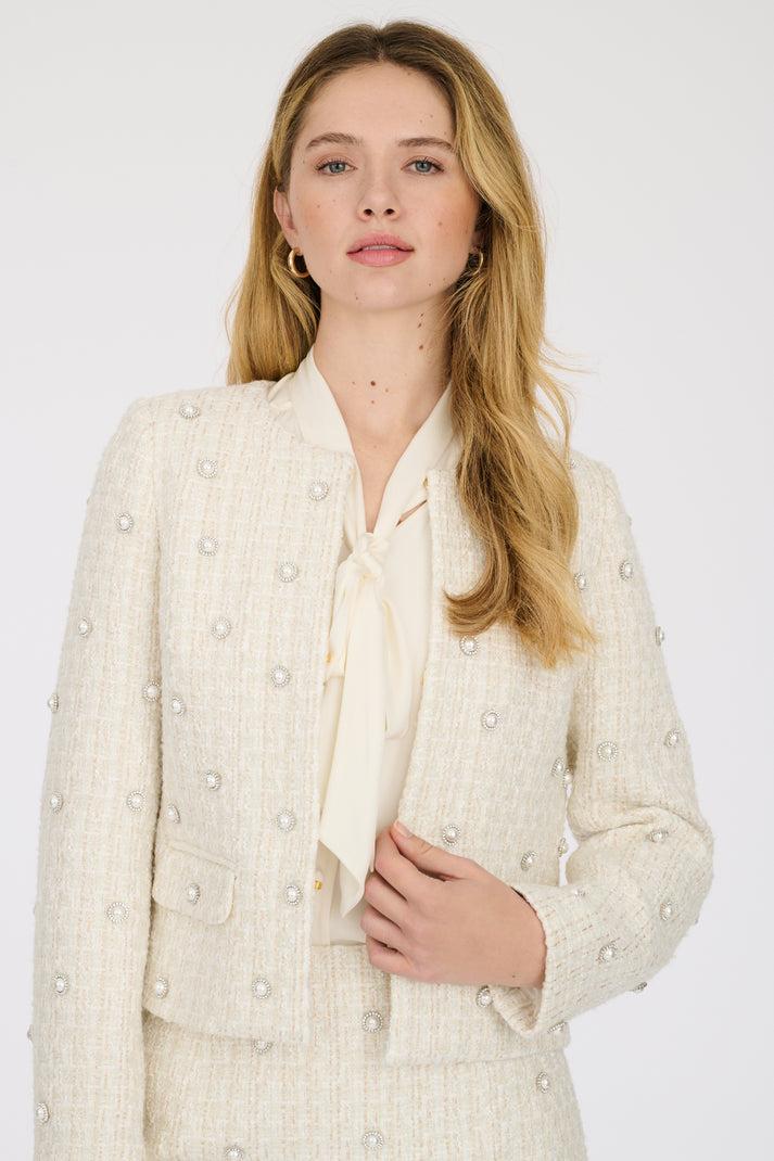 weill Veste en tweed à perles