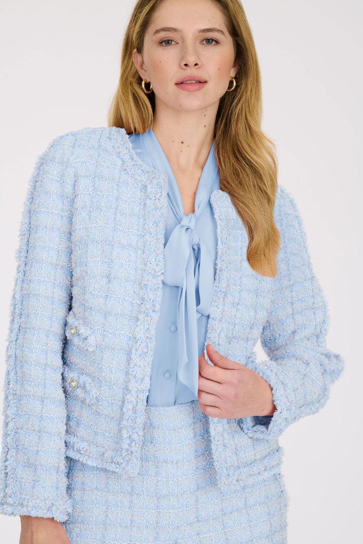 weill Veste en tweed frangé