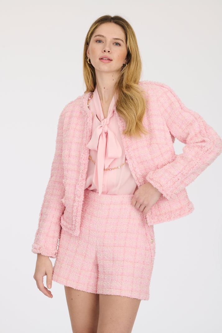 weill Veste en tweed frangé