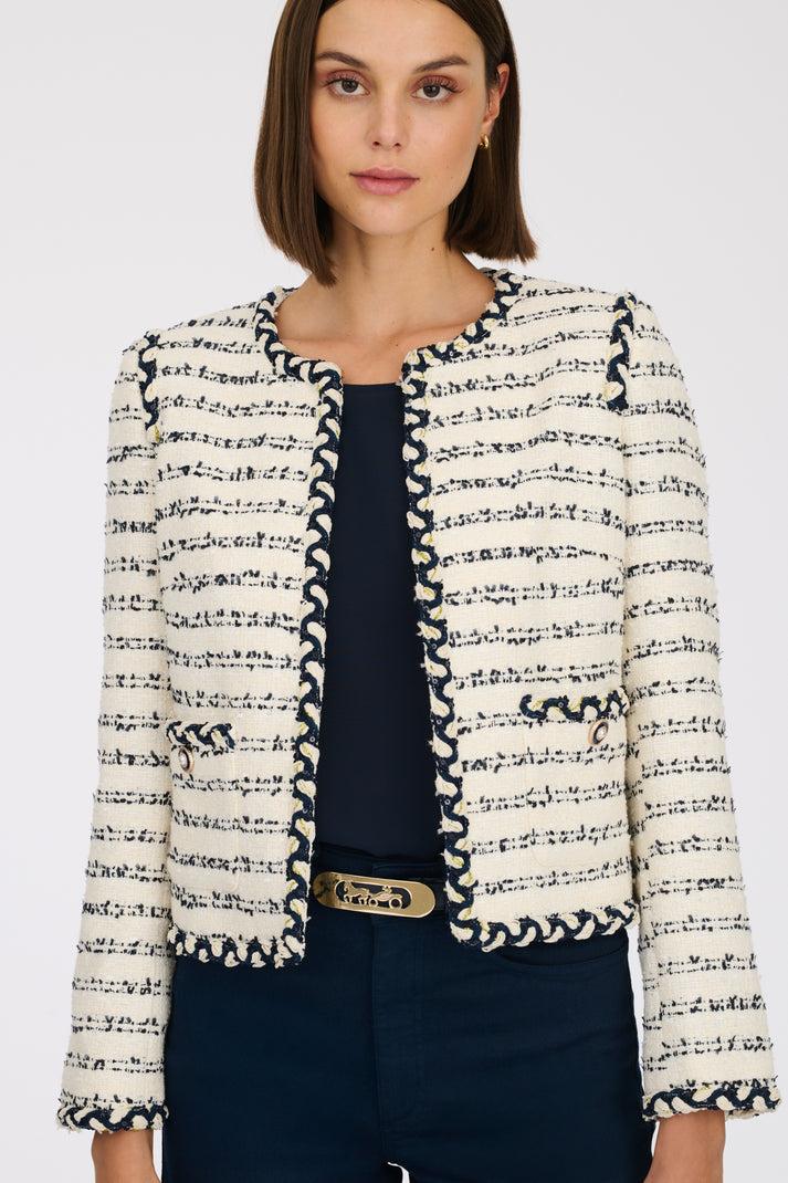 weill Veste en tweed galonée