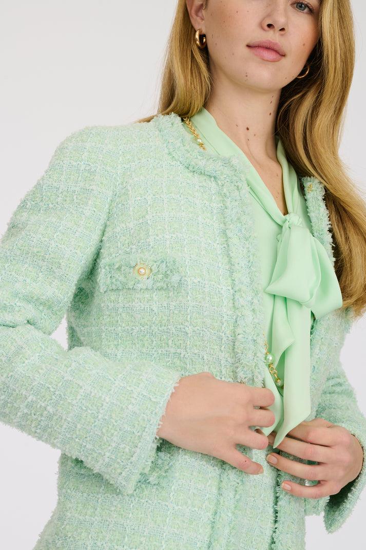 Weill Veste Longue En Tweed Frangé