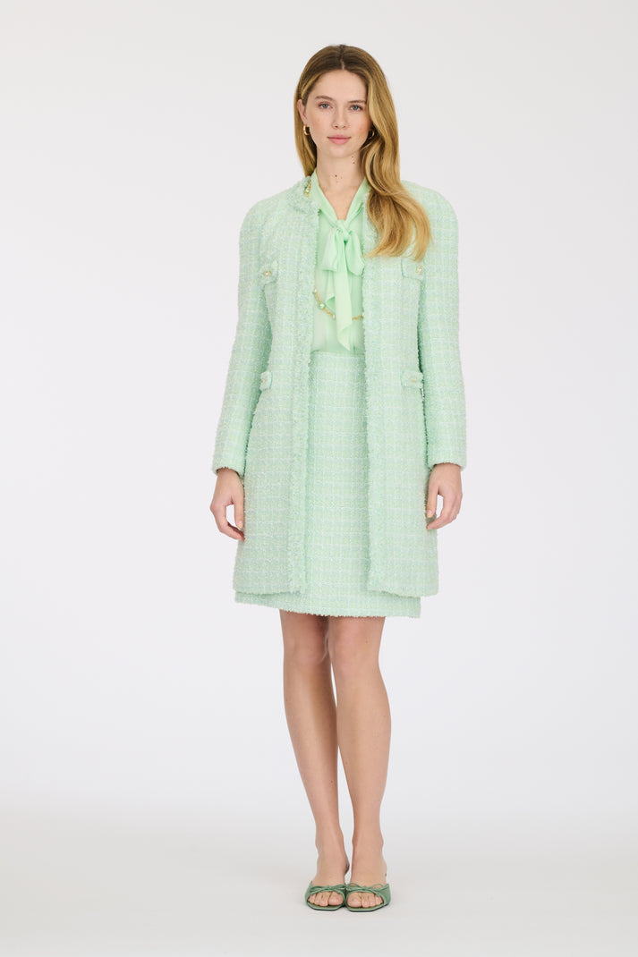 Weill Veste Longue En Tweed Frangé